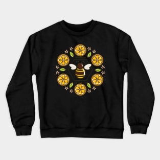 Honey Bee and Lemon Mandala | Black Crewneck Sweatshirt